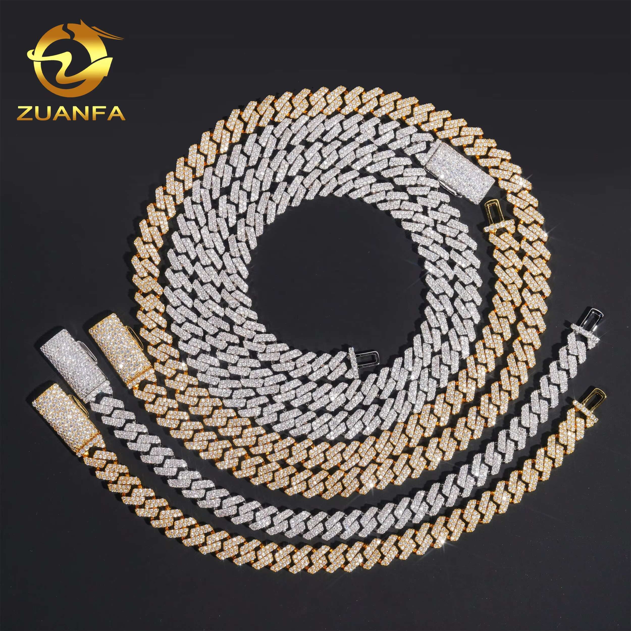 Iced Out Men Necklace Brass Zircon Cuban Chain Necklace Iced Out Hip Hop Jewelry 5A Cz Cuban Link Chain