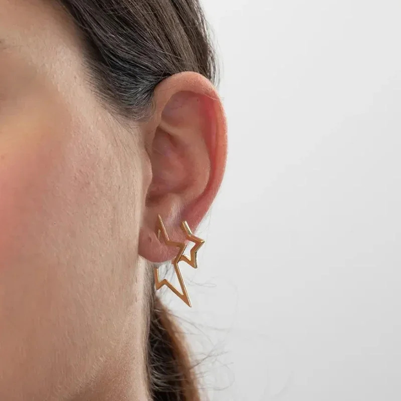 Punk Hip Hop Rivet Earrings 925 Sterling Silver Needle Gold Color Round Hoop Earrings for Women Fashion Gothic Party Jewelry 250708