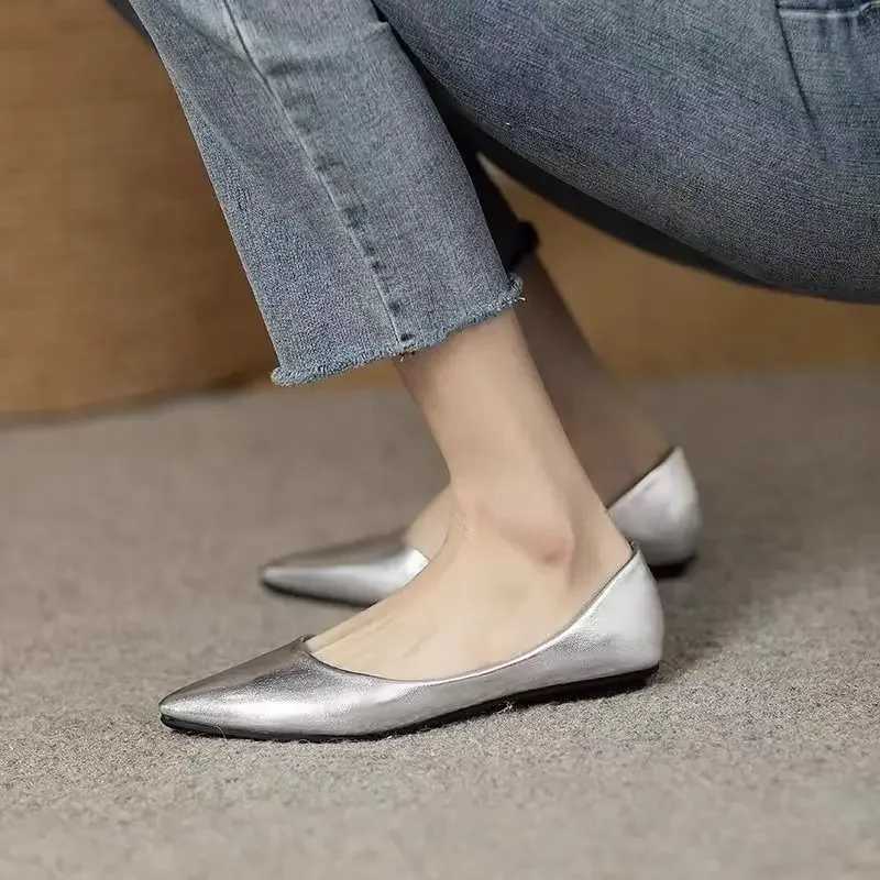 Low Heel Elegant Slip- Womens Flat Shoes Leather Casual Sexy Stripper Y2k Sale Young Chic Social Offer 39 N Ladies Footwear XJ250712