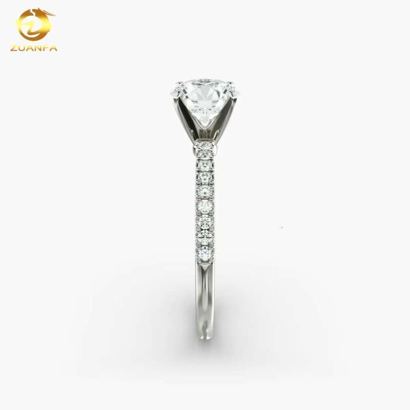 Hot Sale Soild Gold Wedding Gift Riviera Pave Diamond Engagement Ring in 14k White Gold