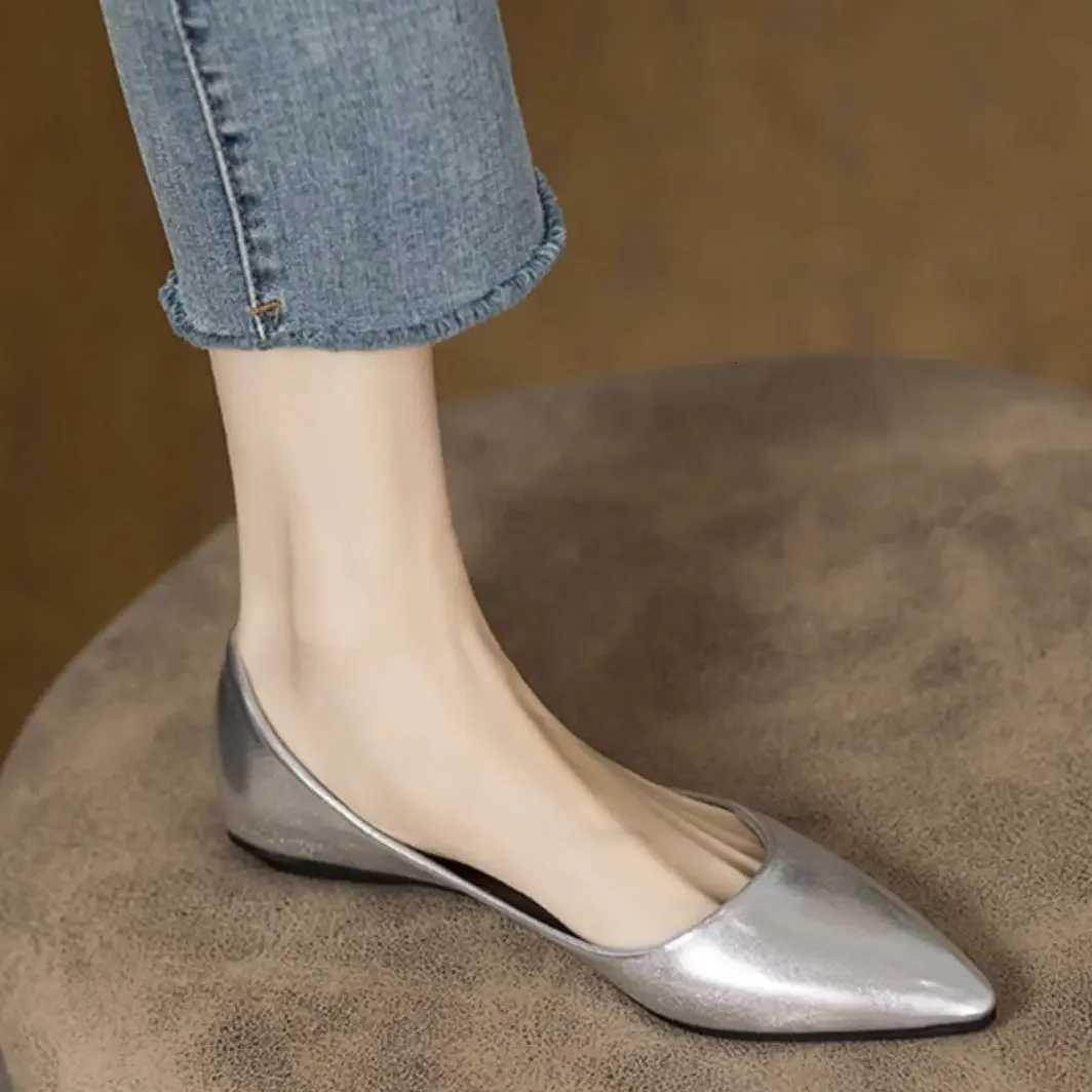 Low Heel Elegant Slip- Womens Flat Shoes Leather Casual Sexy Stripper Y2k Sale Young Chic Social Offer 39 N Ladies Footwear XJ250712