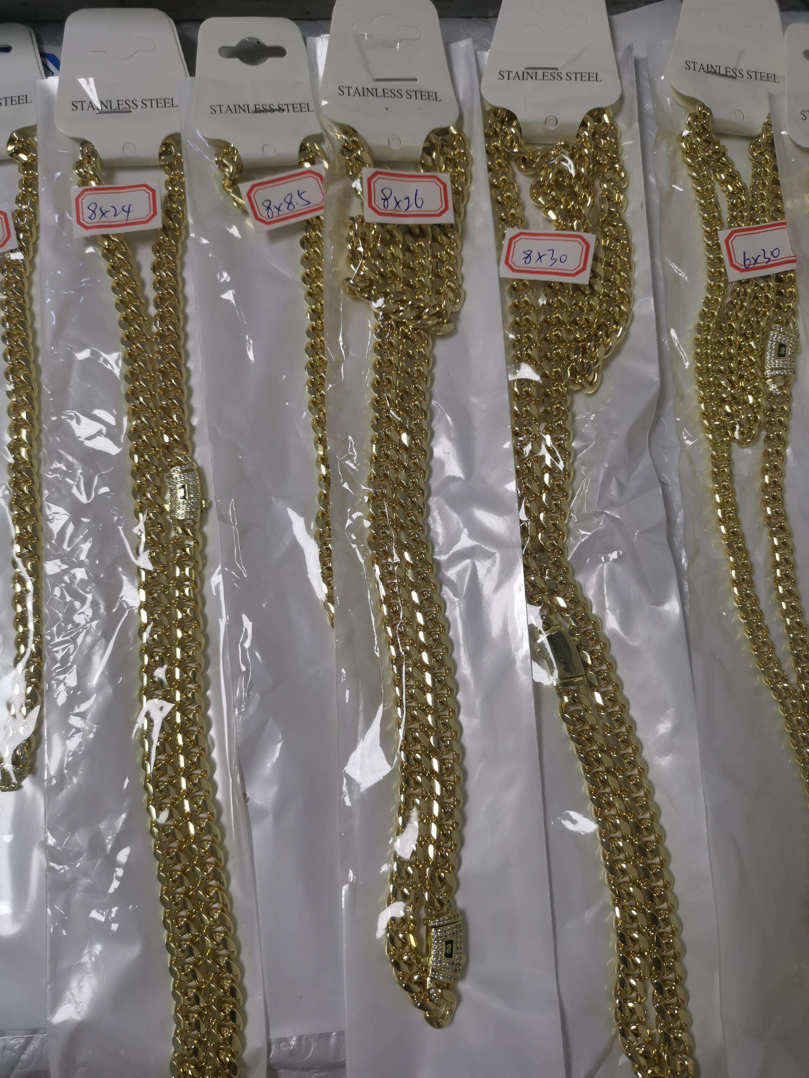 Trendy Anklet Bracelet Necklace Choker 14k Gold Jewelry Cuban Link Chain Gold Cuban Miami Chain 6mm -14mm Miami Chain Unisex
