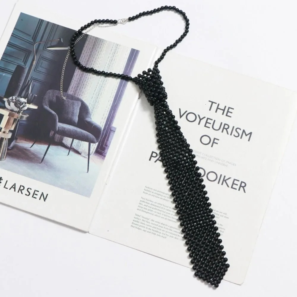 Fashion Elegant Shirt Tie Weaving Beaded Retro Women Necktie Female Collar Neckwear 250711