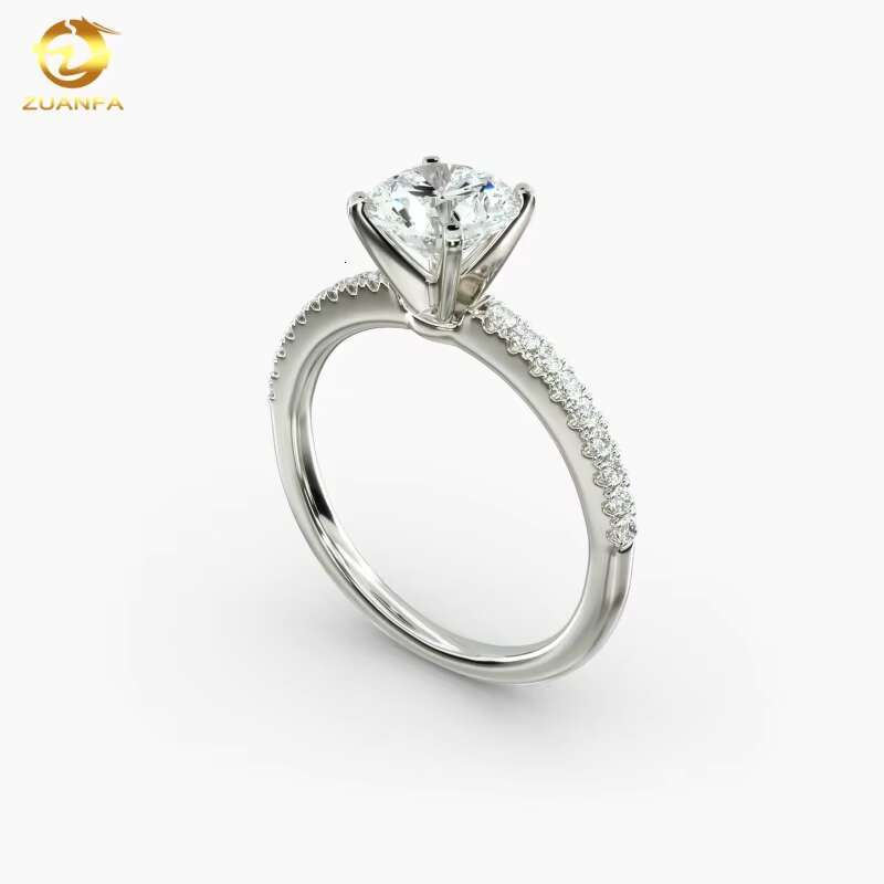 Hot Sale Soild Gold Wedding Gift Riviera Pave Diamond Engagement Ring in 14k White Gold
