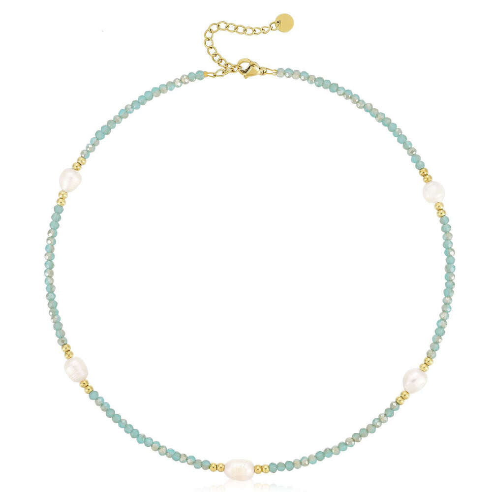 Bohemian Bead Necklace Women Rainbow Pearl 14k Gold Plated Necklace Wedding Jewelry