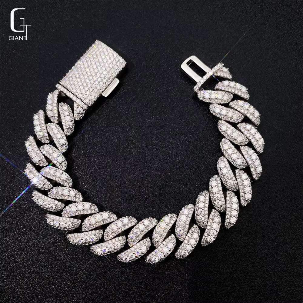 925 Sterling Silver VVS Moissanite Diamond 16 mm HIP HOP Cuban Jewelry Fashion Cuban Link Chain Necklace Bracelet Unisex