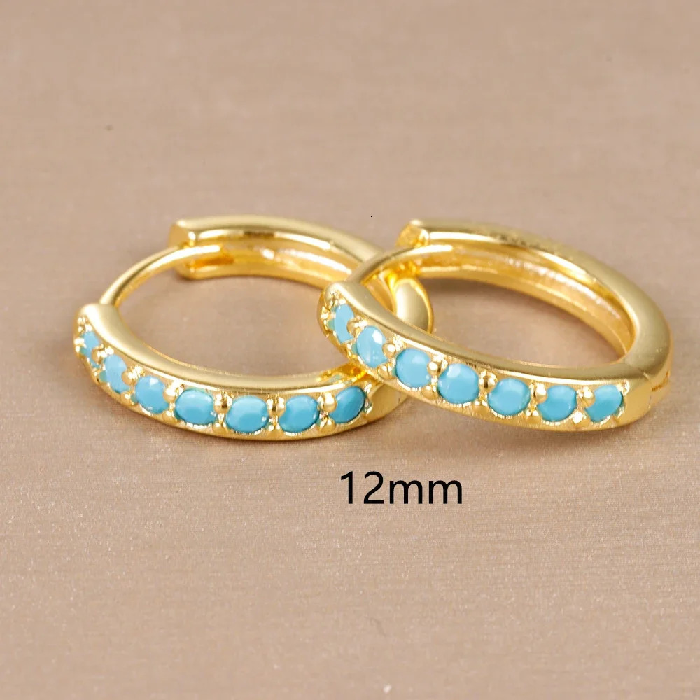 2PCS Stainless Steel Minimal Hoop Earrings Blue Crystal Zirconia Small Huggie Cartilage Earring Helix Tragus Piercing Jewelry 250708