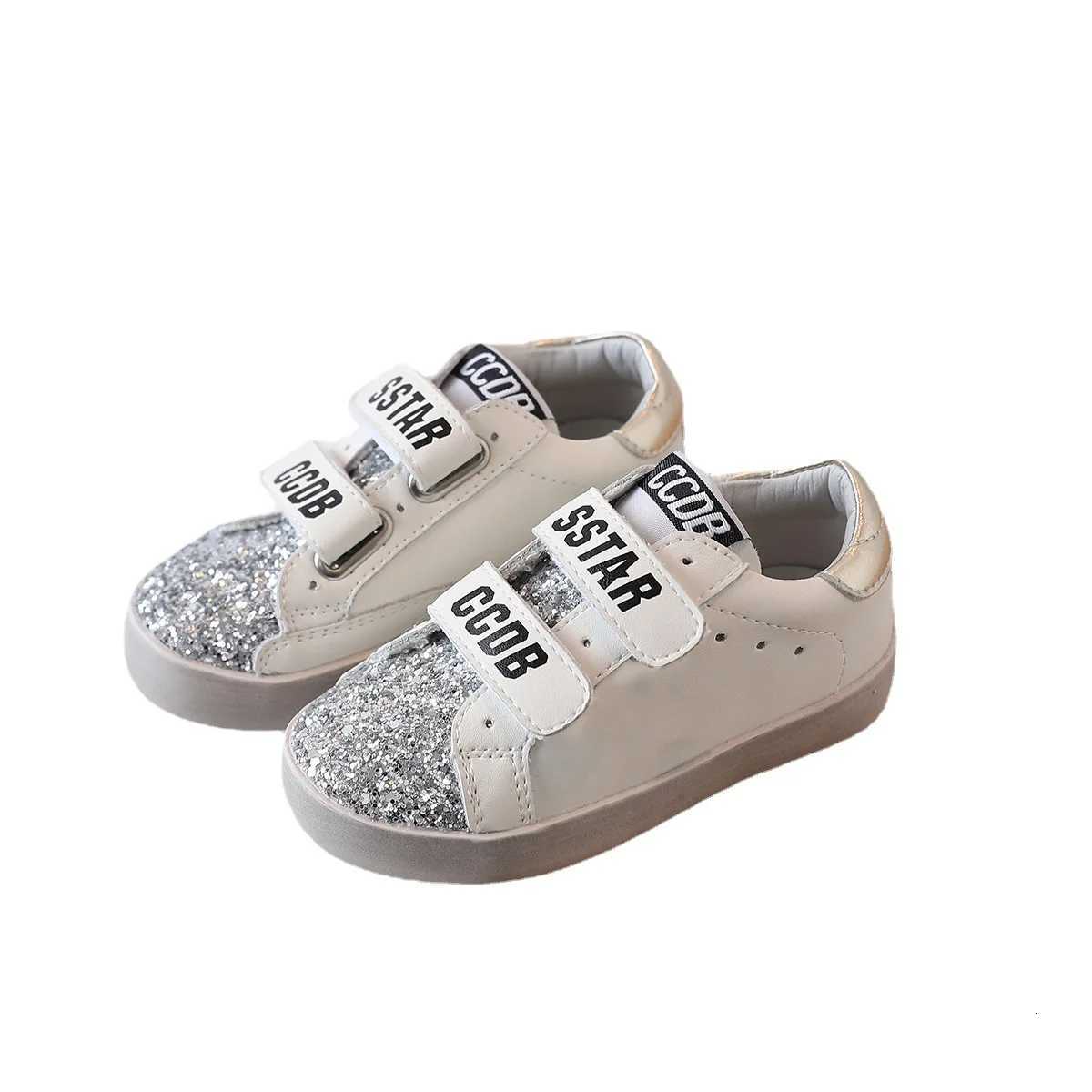 2025 Autumn Childrens Boys Girls Genuine Leather Sequin Magic Sticker Dir Sneakers Kid Toddler Casual Flats Single Shoes XJ250712