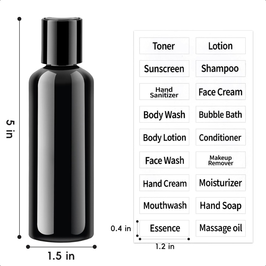 10 Pack 3.4 oz Black Travel Bottles for Toiletries TSA Approved Leakproof Travel Size Containers Empty Small Plastic Shampoo