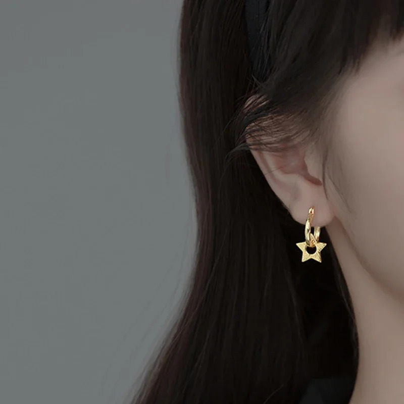 Punk Hip Hop Rivet Earrings 925 Sterling Silver Needle Gold Color Round Hoop Earrings for Women Fashion Gothic Party Jewelry 250708