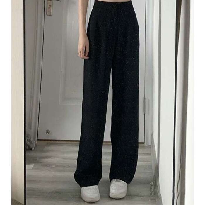 Pink Ice Silk Wide-Leg For Women, Summer Thin Draped Cool Pants, Sun-Proof Petite Straight Chiffon Suit Pants B5