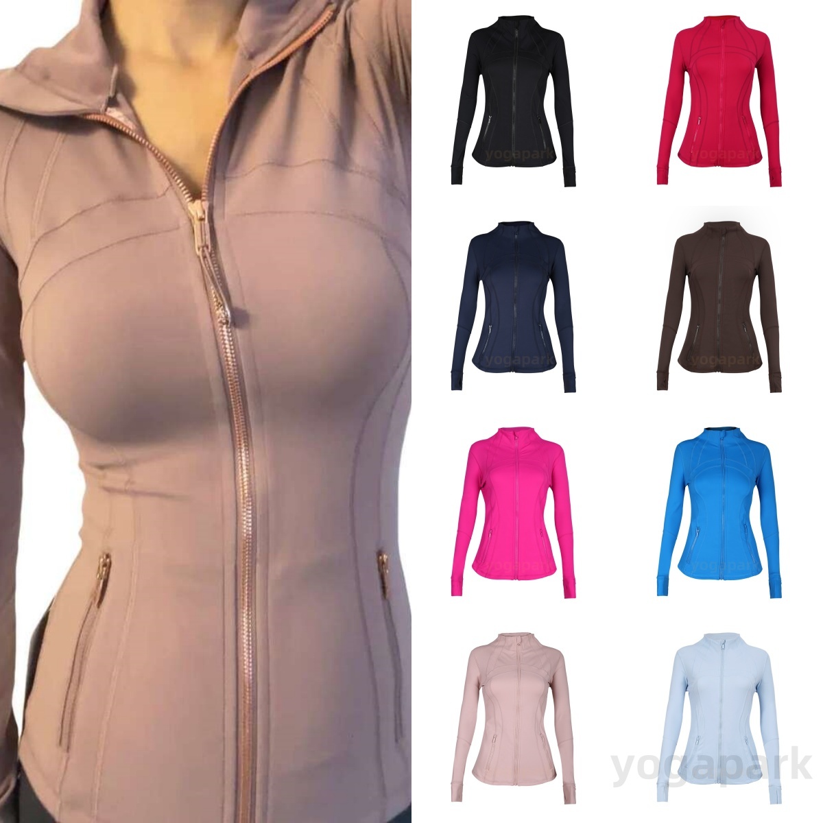 2025 10A Yoga Jacket Cropped With Gold Zipper Women Long Sleeve Sport Coat Fiess Gym Breathable Sweatshirt Jogging Define Sportwea Jackets