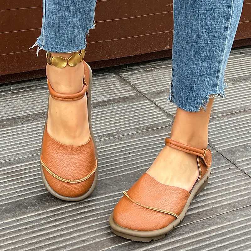 Handmade Genuine Leather Flat Shoes 2025 Summer New Fi Casual Versatile Soft Sole Womens Shoes for Outdoor Walking XJ250712