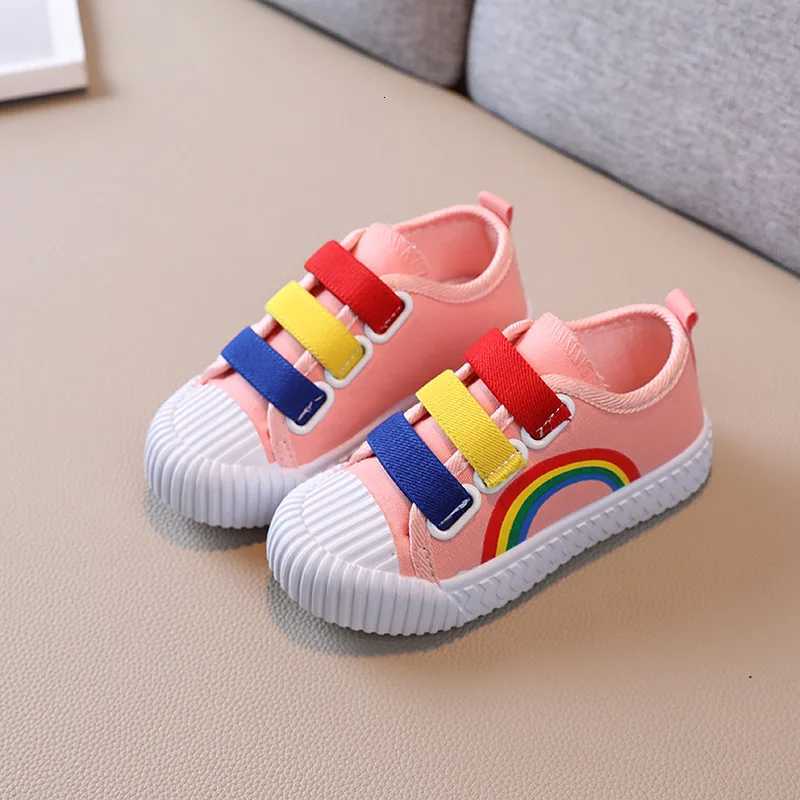 New Girl Shoes Fashion Simple Rainbow Kid Shoes Versatile Casual Comfort Boy Shoe Light Non Slip Canvas Shoe Classic Kid Sneaker XJ250712