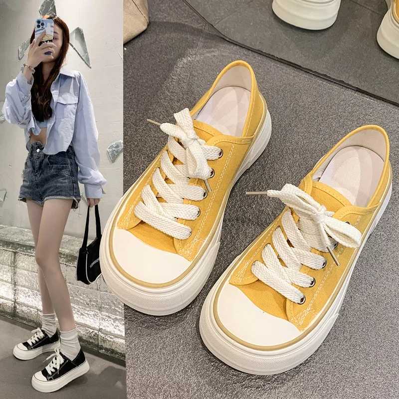 Spring/Summer New Fi Korean Editi Simple and Versatile Board Shoes for Women Wearing Casual Ugly Cute Big Head Canvas XJ250712