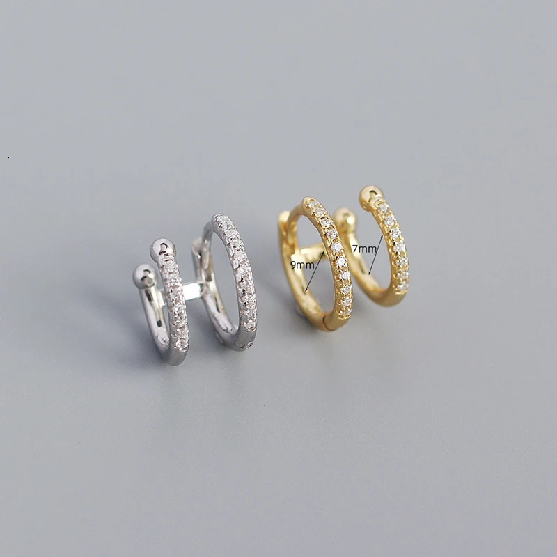 WANTME 925 Sterling Silver Personality European Double Hoop Earrings for Women Unique Punk Hip Hop Ear Clip Earring Jewelry 250708