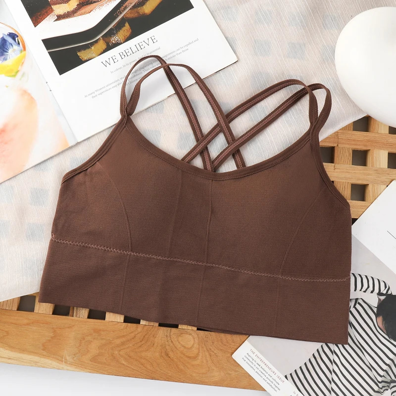 Sexy Women Tops Back Cross Strap Tank Top Push Up Running Sports Bra Breathable Soft Fitness Beauty Solid Color Yoga y250708