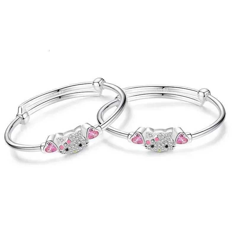 Sanrio Hello Kitty Necklace Sanrio Anime Character Pink Peach Heart Crystal Cat Push-Pull Bracelet Pendant Couple Decoration Girl Gift w250716