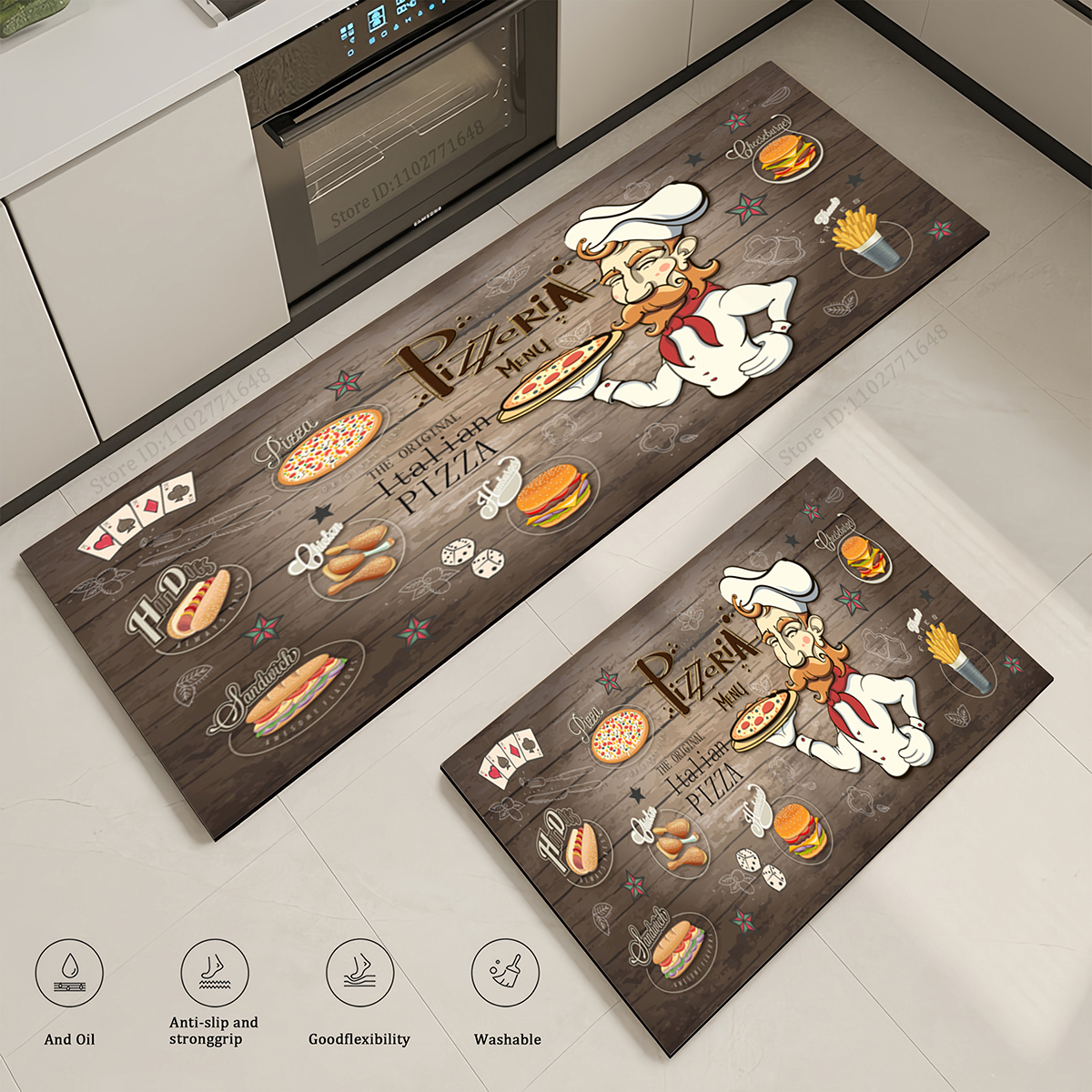 Kitchen Corner Cartoon Chef Pattern Absorbent Entrance Doormats Non-Slip Carpet Living Room Long Large Washable Mat Home Decor H260226