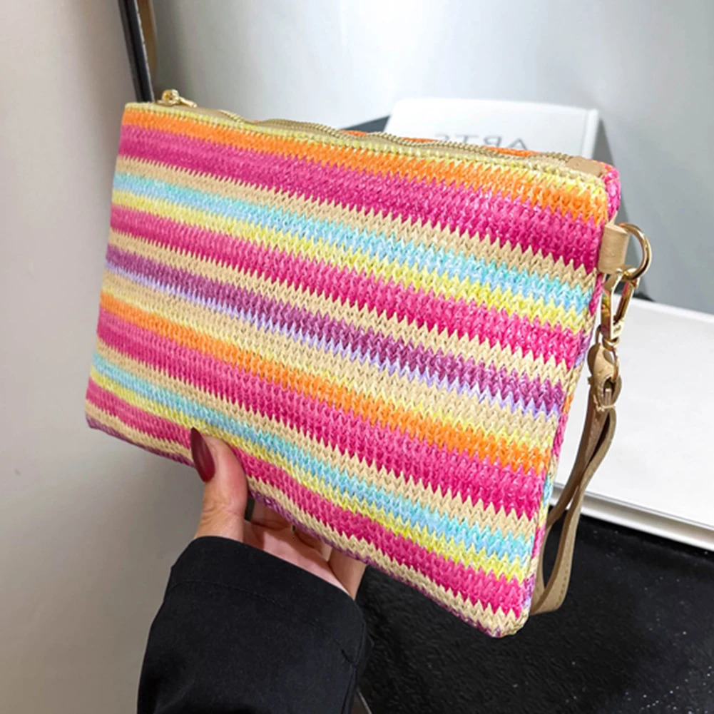 Women Envelope Bag Colourful Handwoven Beach Clutch Vintage for Shopping 250703