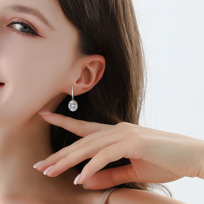 Moissanite S925 sterling silver classic egg shaped earrings with irregular Moissanite diamond earrings for women's fashionable high-end ear acces