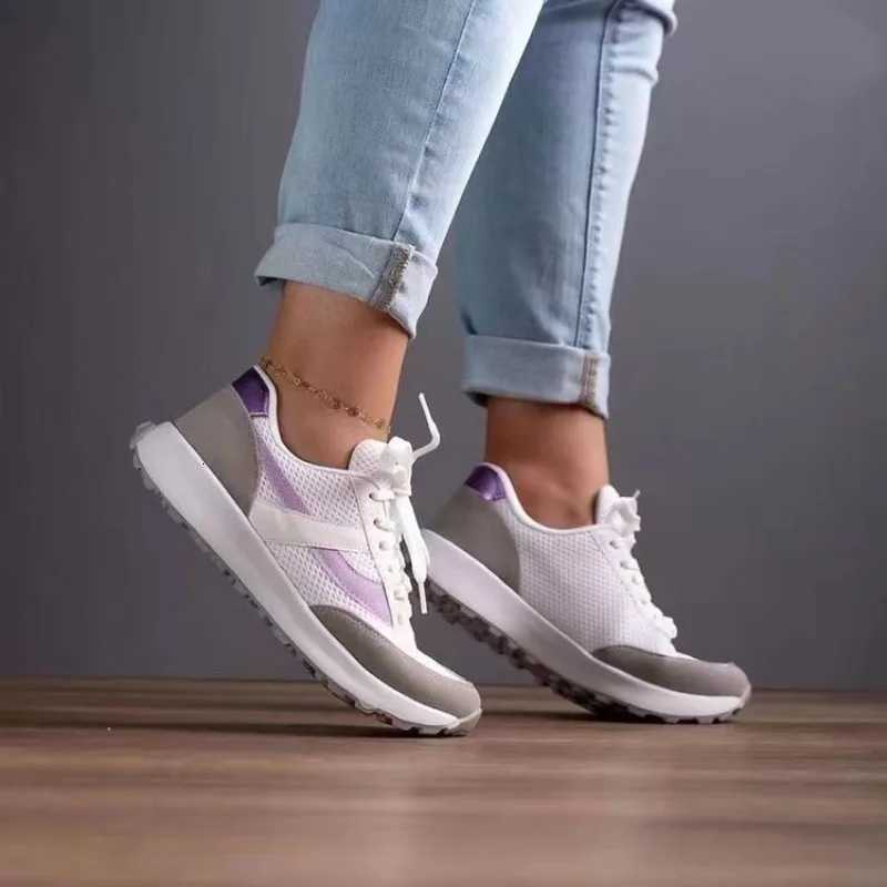 2024 Women Sneakers Platform Shoes Leather Patchwork Casual Sport Shoes Ladies Outdoor Running Vulcanized Shoes Womens SneakersXJ250712