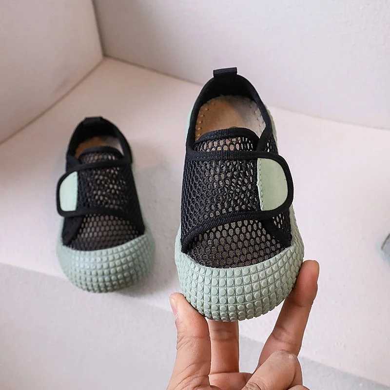 Summer Children Casual Shoes Air Mesh Breathable Kids Sneakers Soft Sole Hook-loop Leisure Flexible Trendy Kids Flat Shoes 21-30 XJ250712