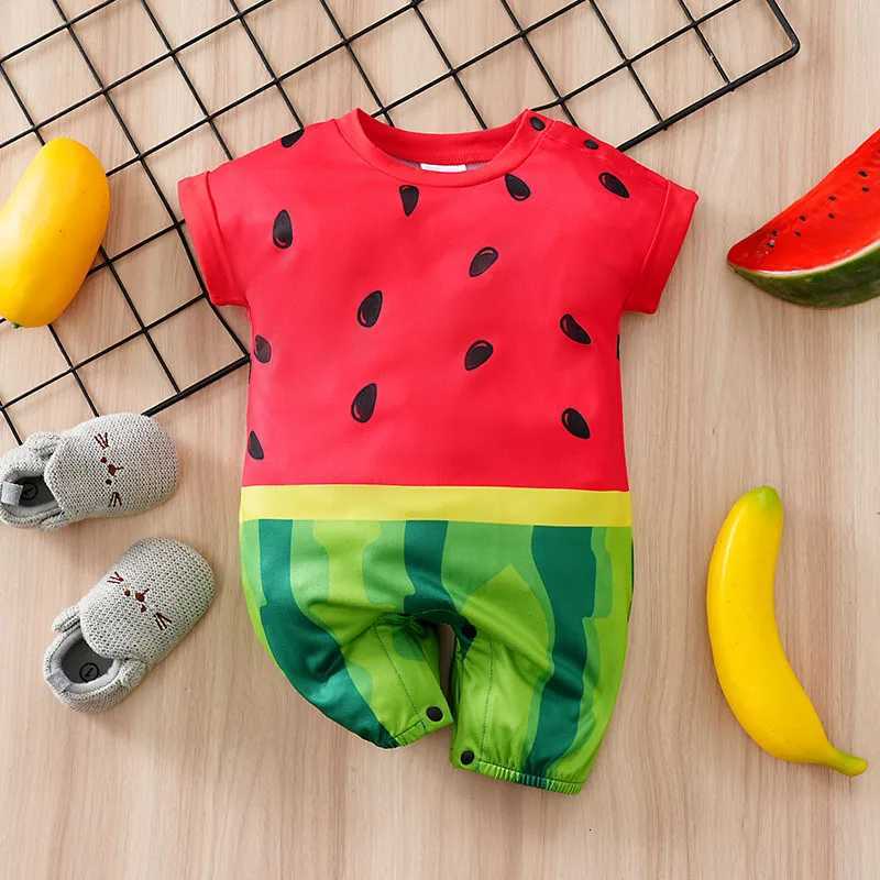 Newborn Baby Clothes Fruit - Watermelon Fashion Infant Jumpsuit Toddler Short Sleeve One-Piece Pajamas Bodysuit Summer Romper XJ250712