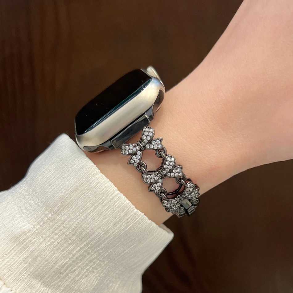 Luxury Zircon Bowknot Str for ple Band Series 10 9 8 7 6 SE 5 4 tra 46 49 45 44 42 41 40 38mm Wen Jewelry watchband Y250712