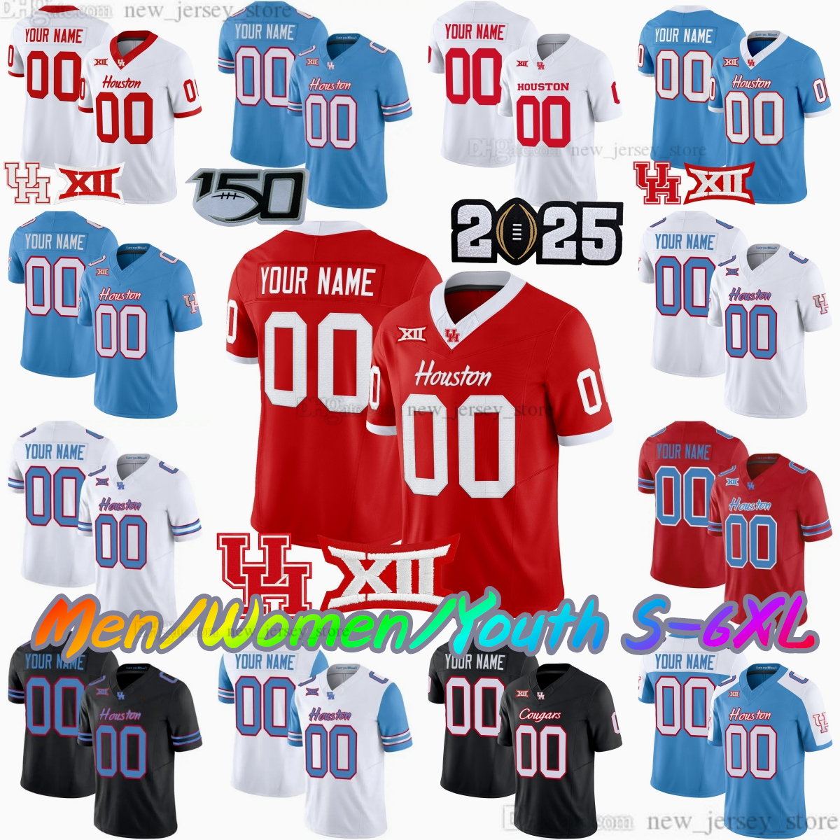 2025 Custom S-6XL Houston Cougars College Football Jersey 1 Donovan Smith 2 Zeon Chriss 11 Andre Ware 7 David Klingler 10 Ui Ale 21 Stacy Sneed 23 Jenkins Stitched jersey