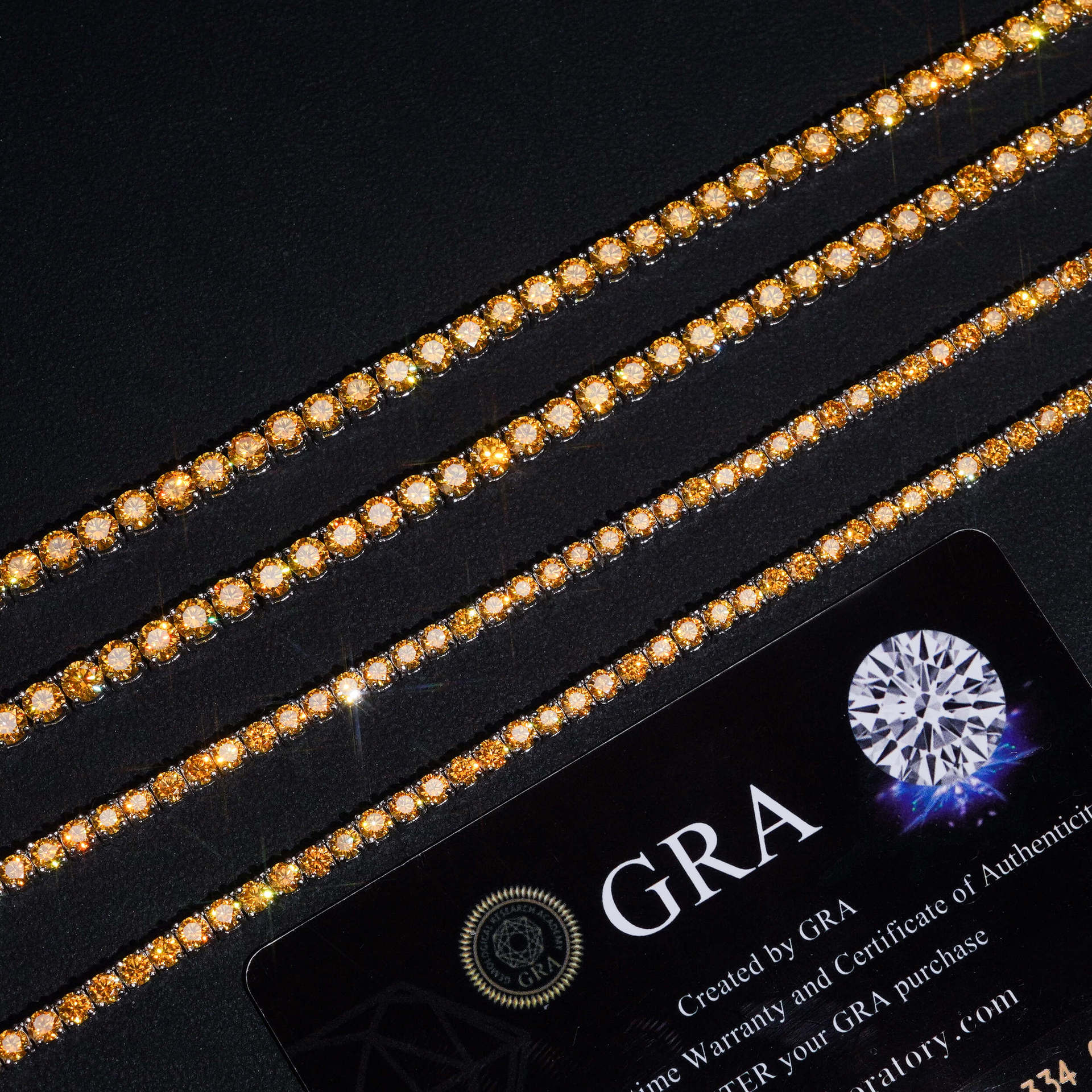 Hip Hop Jewelry New Style 925 Silver 3mm 4mm Yellow Gold Color Tennis Moissanite Chain High Quality Custom Necklace for Men