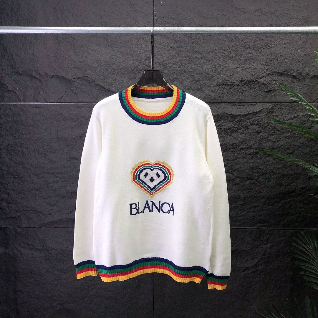 Casas blanco t shirt mens designer sweater Autumn new color-blocked striped Casas blanca short-sleeved set sweater women loose button up shirt hawaiian style