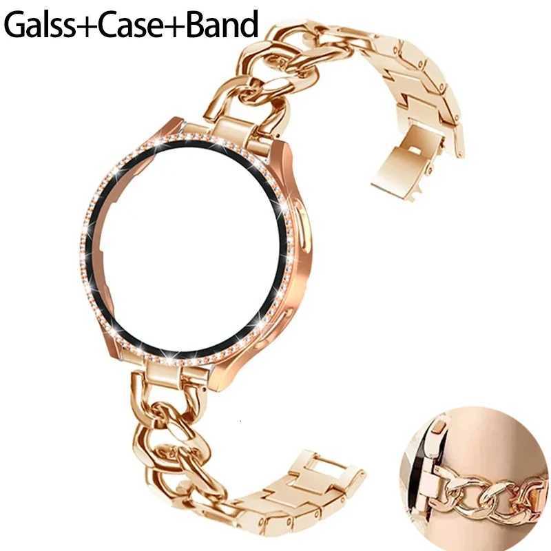 Bling Case+Bracelet for Samsung Galaxy 7 6 5 4 40 44mm Metal Cowboy Chain Screen Protector Galaxy 4 5 6 7 Band watchband Y250712