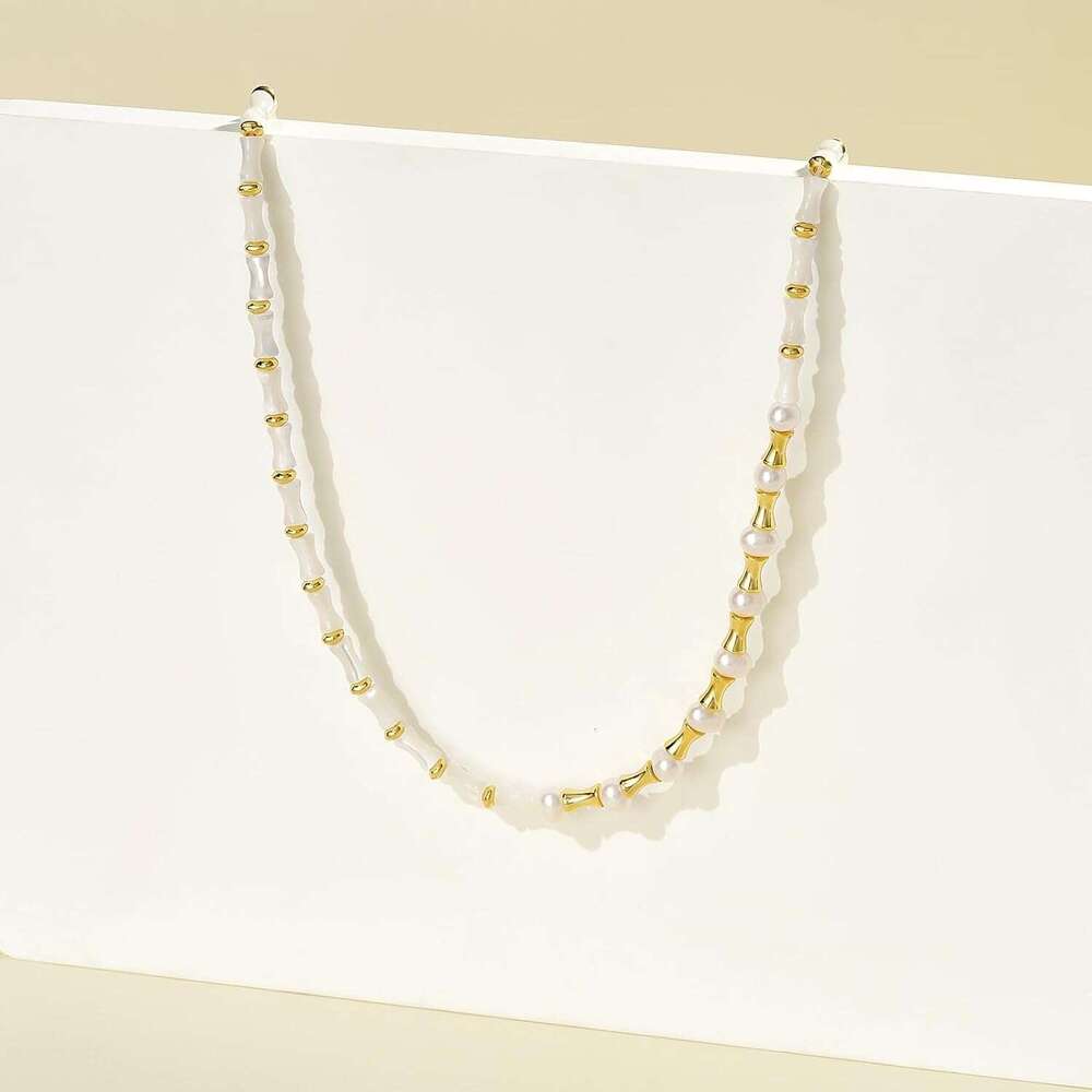 Beaded Necklace for Women Colorful Natural Gemstones Pearl Choker 14K Gold Plated Pendant Healing Crystal Necklace Handmade Stone Jewelry Gift