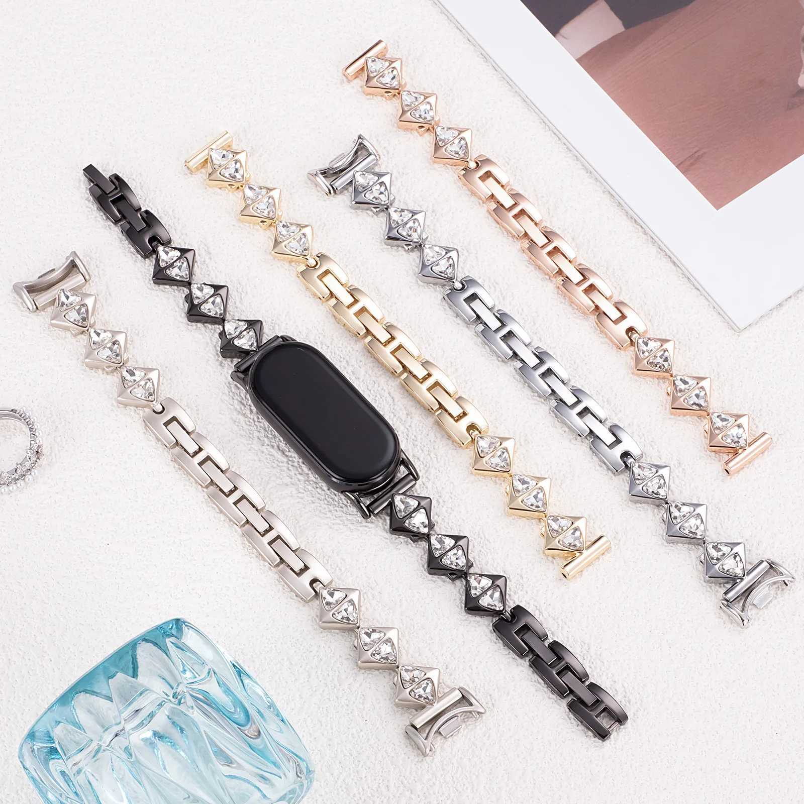 Suitable for Xiai 8/9 with metal diamond triangle three-dimensional chain strap and wristband watchband Y250712
