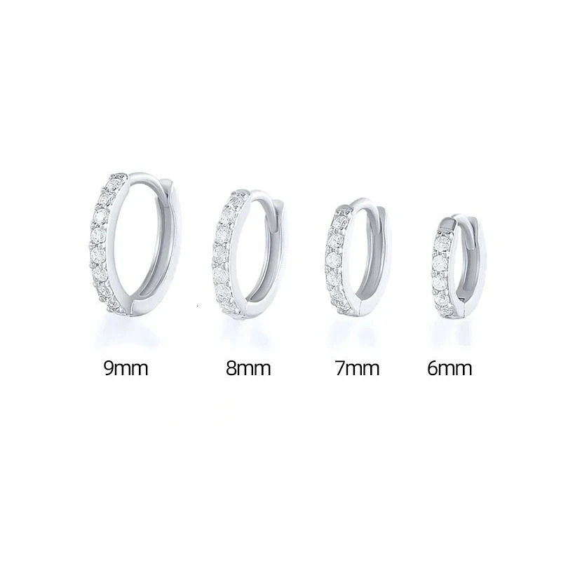 Silver Color Simple Fashion Hoop Crystal Zirconia Small Huggie Thin Cartilage Earring for Women Ear Piercing Jewelry Gift 250708
