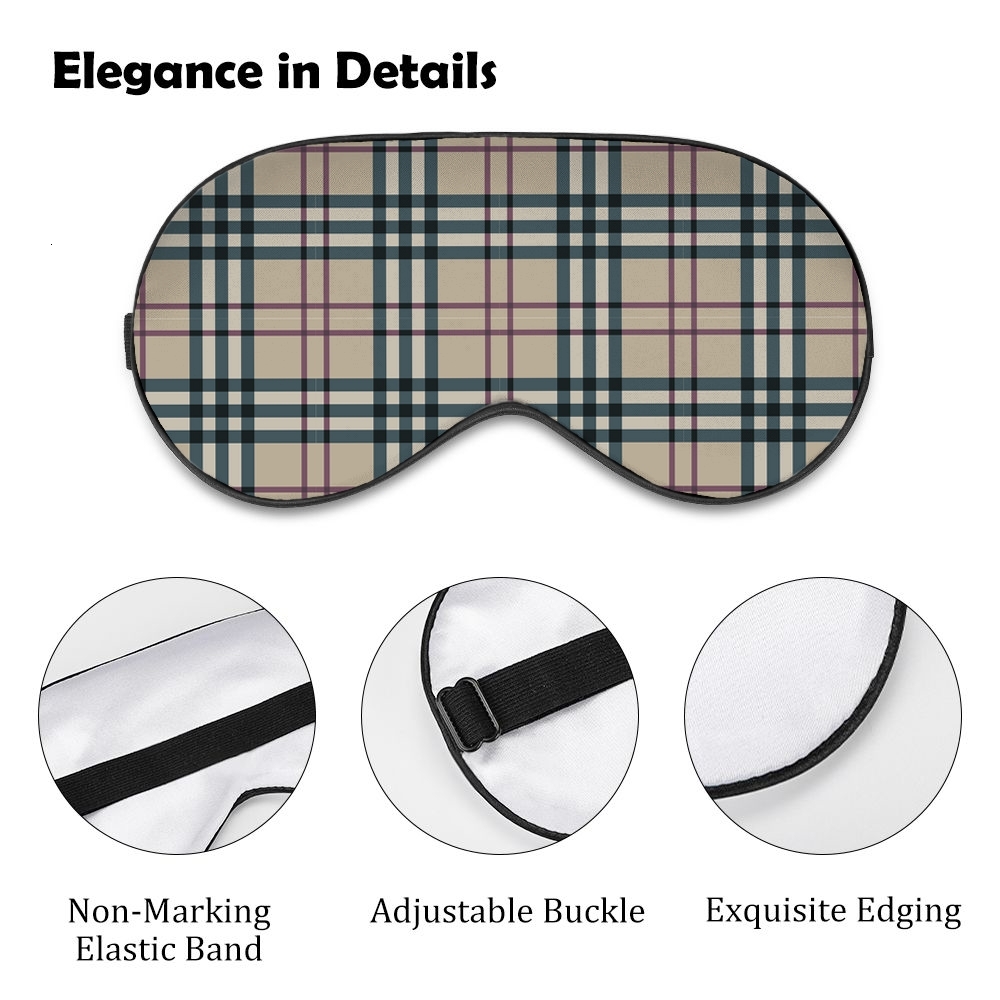 ddmythur sleep eye mask plaid and line pattern