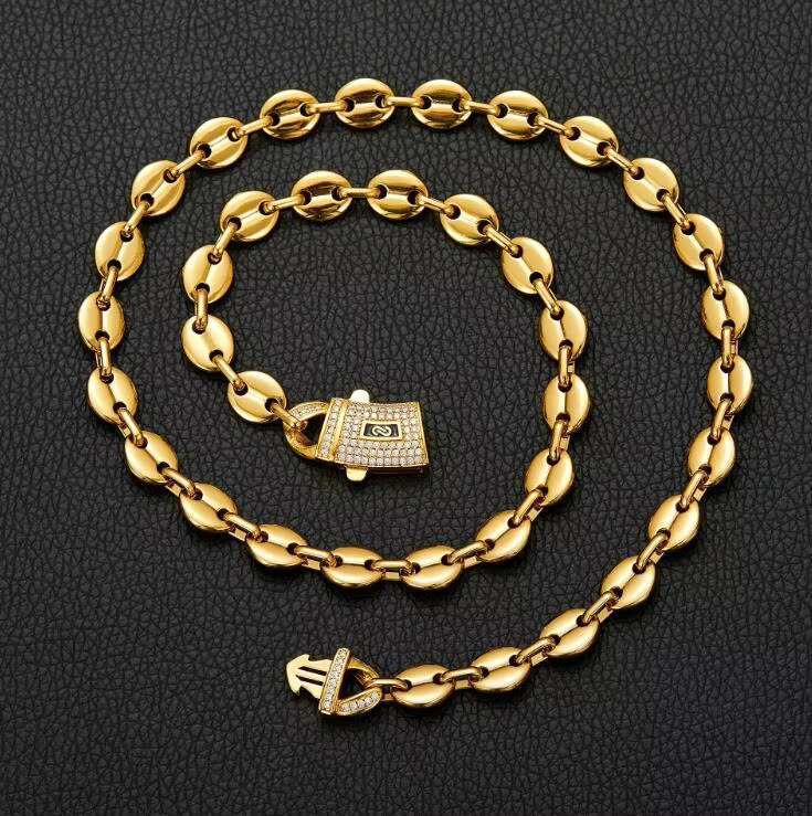 Waterproof Necklace 18k Gold Jewelry Cuban Link Chain Pig Nose Chain 6mm 8mm Cuban Chain Collar Y Pulsera Long Time No Fade