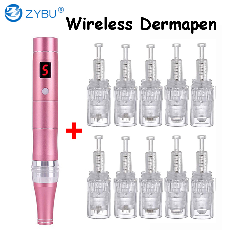 Multifunction Skin Care Dermapen MTS Tool Wireless Microneedling Derma Pen With 10 Cartridges