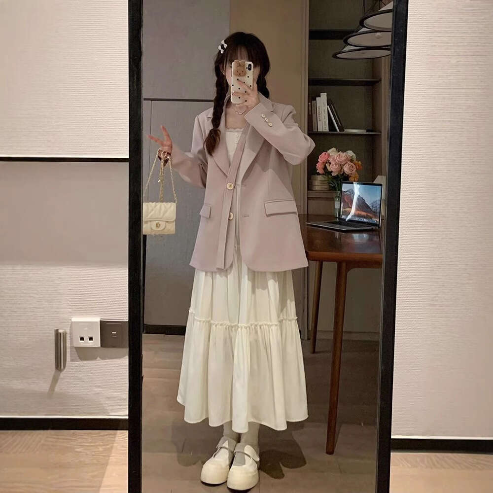 White Strap For Women Summer New Style Petite Slimming Gentle French First Love Long Dress B5