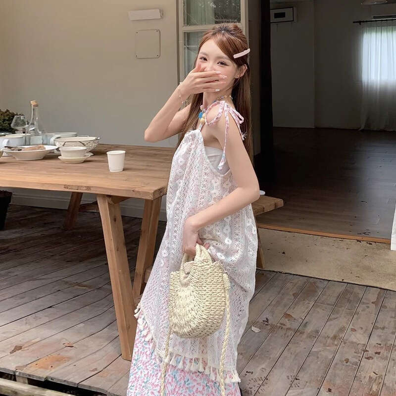 Summer Women's Fashion New Small Gentle Style Strap Female First Love Belly Covering Loose Slimming Dress B5