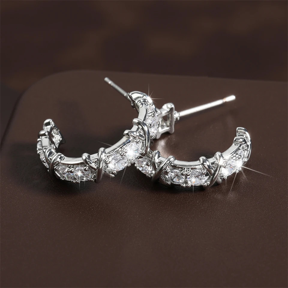Hip Hop Round Hoop Earrings For Men Crystal Cubic Zirconia Fashion Versatile Male Jewelry Trend Circle Earring Gift 250708