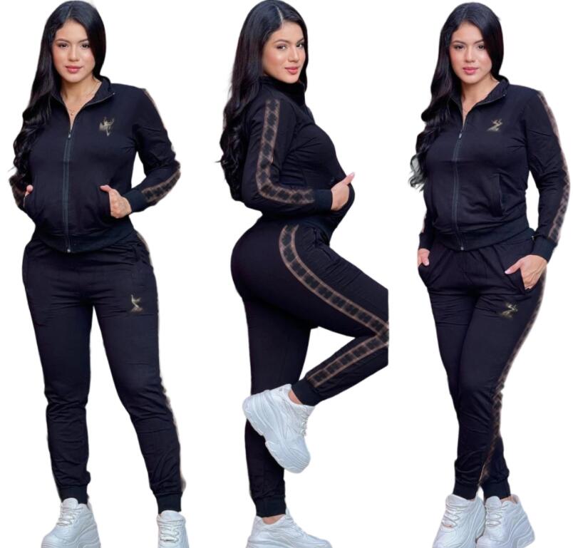 Trendy womens two-piece set 2025 autumn new fashion embroidered zipper long sleeved pants casual luxury womens set