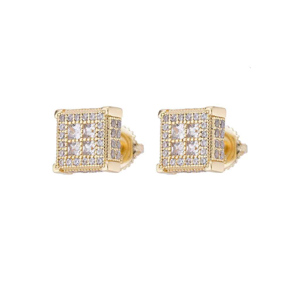 Hip Hop Jewelry White Gold Plated Iced Out VVS Moissanite Diamond 925 Sterling Silver Square Shape Stud Earring