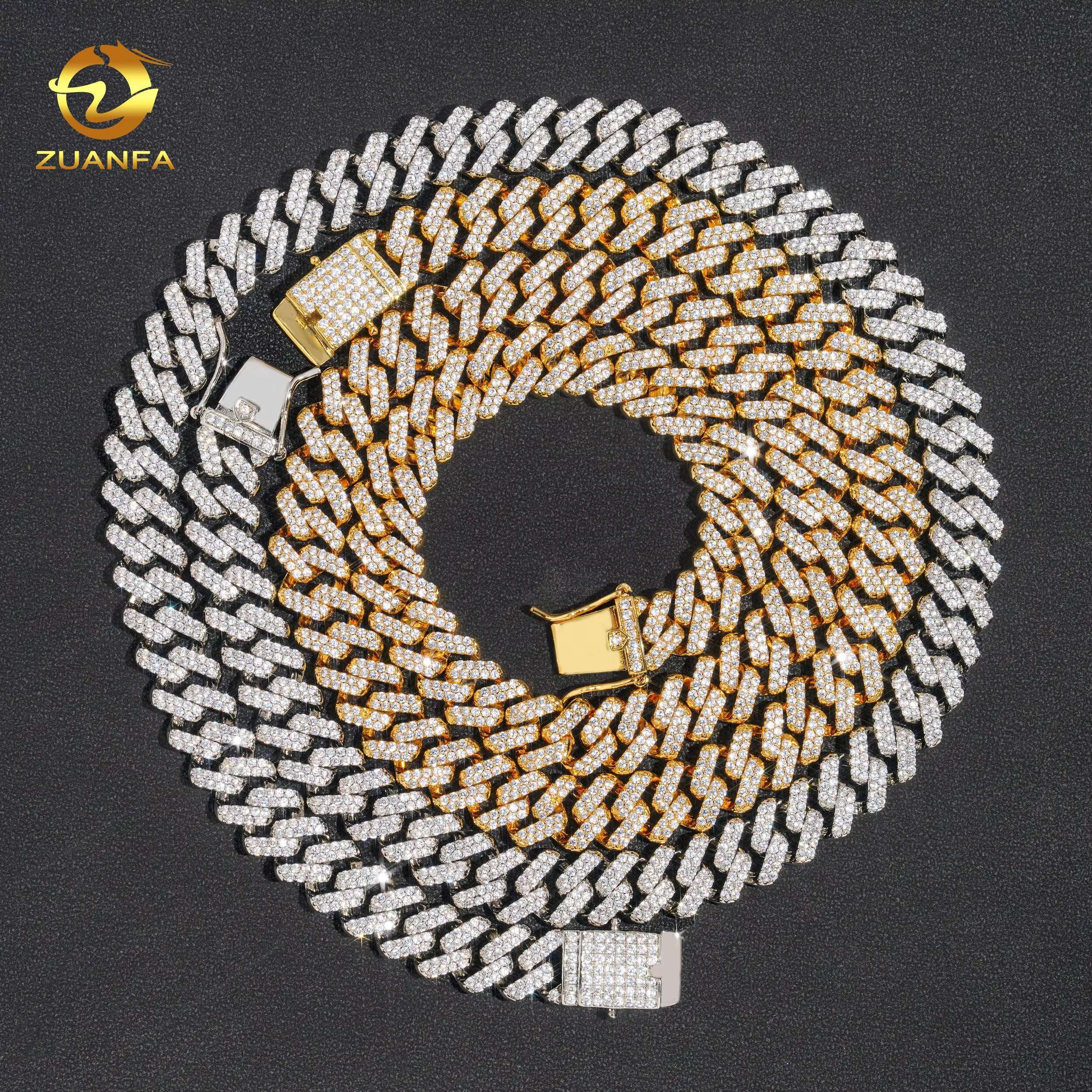 Hip Hop Jewelry Luxury Custom High Quality Brass Zircon 5A CZ Initial Necklace Cuban Link Chain