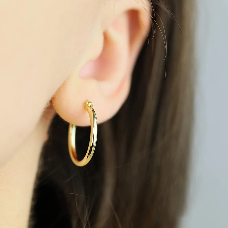 Exaggerate Big Smooth Hoop Earrings for Women 15mm20mm 25mm 925 Silver Needle Round Circle Earrings Simple Party Jewelry Brincos 250708