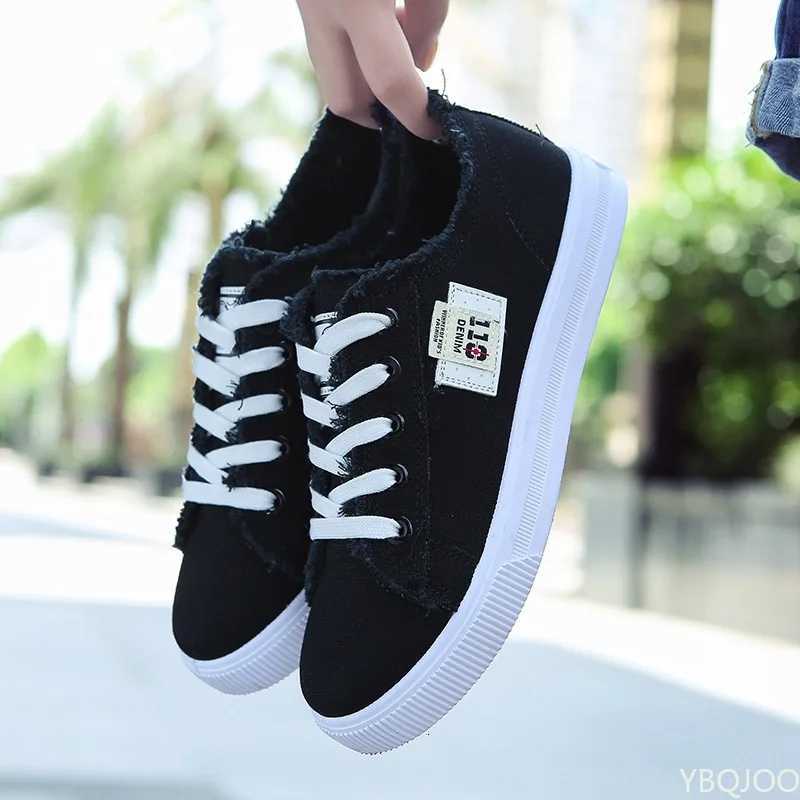 2022 Trendy Korean Version Lace-up Womens Casual Flats Canvas Shoes for Spring/Autumn Solid White Shoes XJ250712