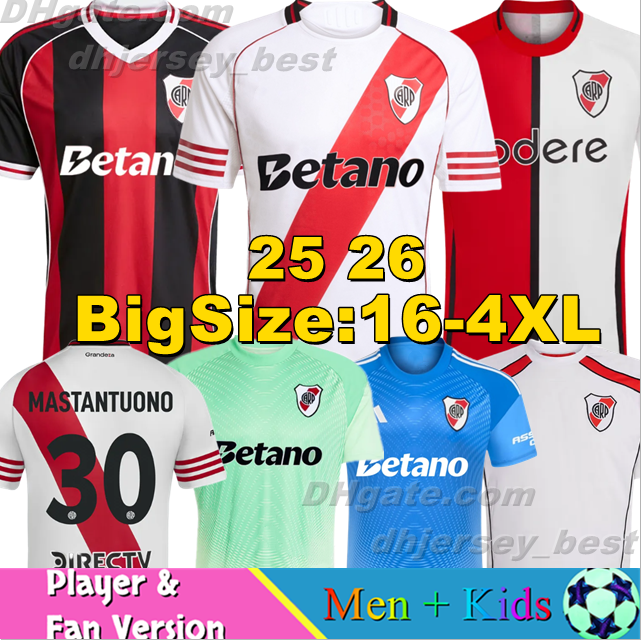 4XL 25 26 River plate Soccer Jerseys Cup MASTANTUONO COLIDIO M. BORJA LANZINI GALOPPO 2025 2026 DRIUSSI M.ROJAS Goalkeeper Football Shirts Men Uniforms Kids Kits