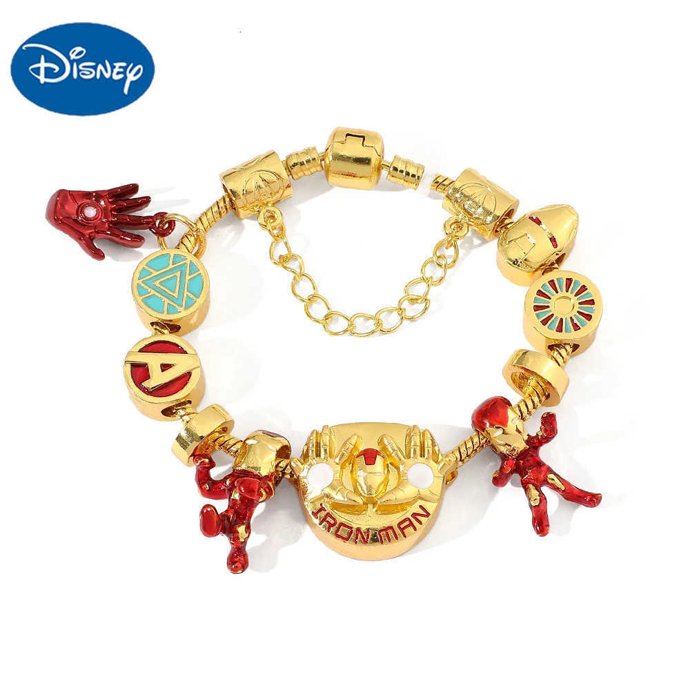 Disney Marvel Iron Man Charm Bracelet Gold Color Superhero Women DIY Bracelet Avengers Bangles Jewelry Party Gifts W20250712