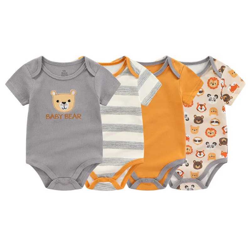4pcs Fashion Short Sleeve Baby Boy Girl Bodysuit 100% Cotton Newborn Boy Girl Clothes XJ250712